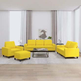 vidaXL Juego De Sof&aacute;s 4 Piezas Tela Amarillo Claro Vidaxl