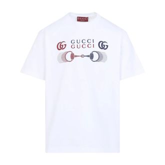 Gucci T-Shirts, male, White, L, Printed Cotton Jersey T-Shirt