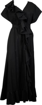 Msgm Abito Rouches - Dames - Wikkelkleedje - Zwart - M - Kleedjes