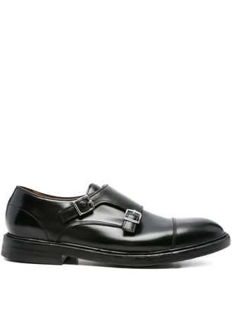 Cenere GB double-buckle leather monk shoes - men - Calf Leather/Patent Calf Leather/Calf Leather - 8.5 - Black