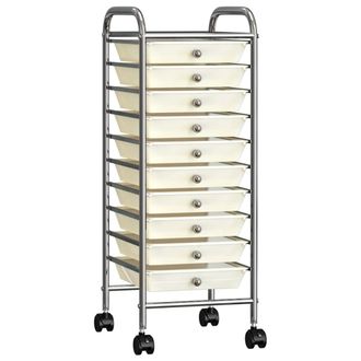 vidaXL Carrito De Almacenaje Port&aacute;til 10 Cajones Pl&aacute;stico Blanco Vidaxl