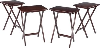 Winsome Alex Set of 4 Single Snack Tables Walnut