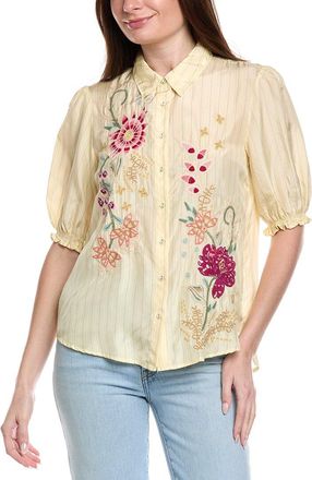 Johnny Was Smocked Lisbon Silk Shirt