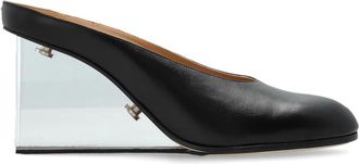 Maison Margiela Plexi Wedge Mules - Dames - Sleehakken - Zwart - 38 1/2 EU - Leer - Schoenen
