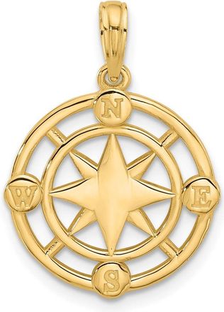 Diamond2Deal 14k Yellow Gold Polished Round Compass Charm Pendant