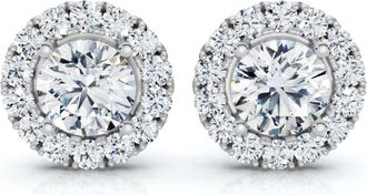 Pompeii3 2 1/2Ct Diamond Halo Studs 14k Gold Lab Grown Womens Earrings