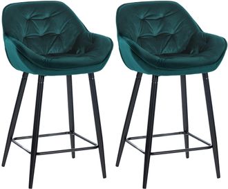 Clp Clp - Set De 2 Taburetes De Bar Gibson 76 De Terciopelo Verde Oscuro