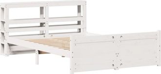 vidaXL Bed Frame with Headboard without Mattress White 135x190 cm Double Vidaxl