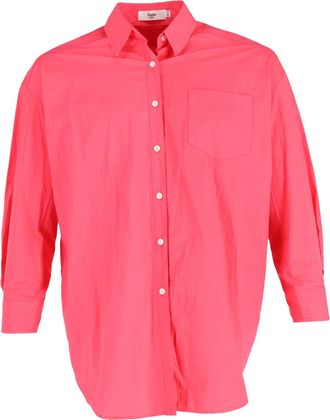 Frankie Shop Button-Down Shirt in Bright Pink Cotton