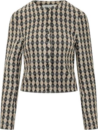 Msgm Msgm, Truien & Vesten, Dames, Veelkleurig, L, Cropped vest met lange mouwen