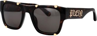 Philipp Plein Stijlvolle Zonnebril Spp 042W - Heren - Zonnebrillen - Bruin - 54 MM - Accessoires