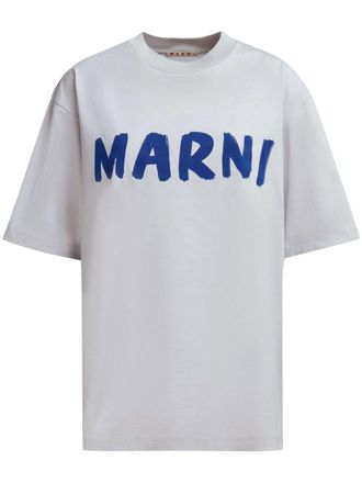 Marni logo print cotton t-shirt - Grey