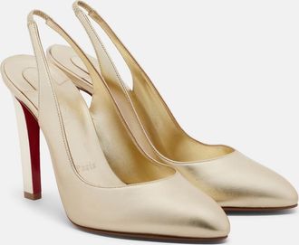 Christian Louboutin Fannylove metallic leather slingback pumps