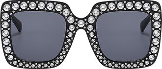 Generic Sunglasses - with Rhinestones Stylish Shades, Oversized Square Frame Bling Eyewear Sparkling Crystal Thick Rim Sun Glasses | Fashionable Summer Access