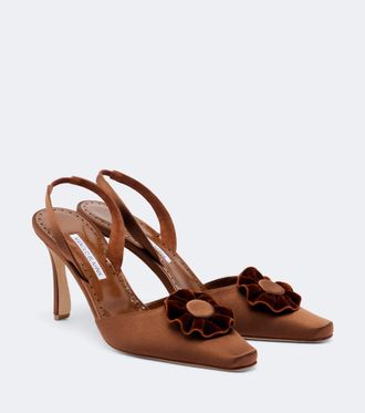 Manolo Blahnik Caulosli satin slingback pumps