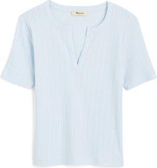 Madewell Pointelle Crewneck Short Sleeve T-Shirt in Soft Blue at Nordstrom Rack, Size X-Small