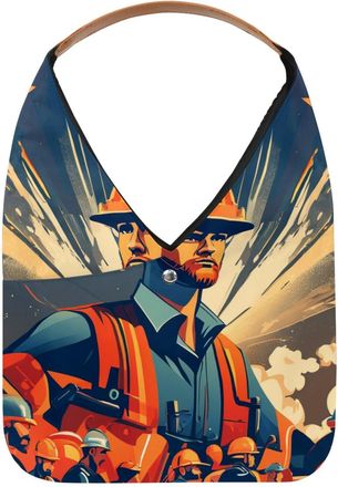 Generic Labor Day Pattern Reusable Lightweight Grocery Bags - Foldable Into Compact Pouch, Washable & Sturdy, Multipurpose for Shopping and Travel