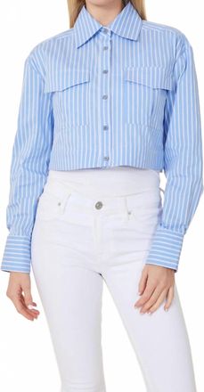Dolce Cabo Stripe Crop Blouse In Blue Multi