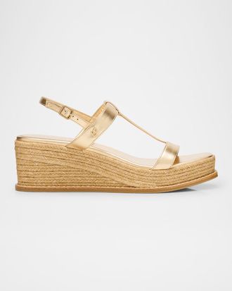 Jimmy Choo London Theia 60 Metallic Leather Wedge Sandals