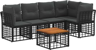 vidaXL Conjunto De Sof&aacute;s De Exterior 6 Uds. Negro Y Gris Oscuro Vidaxl