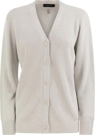 Fabiana Filippi Cardigan met V-hals - Dames - Vesten - Wit - XL - Katoen - Truien & Vesten
