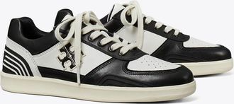 Tory Burch Womens Clover Court Sneaker in Black, size 4.5