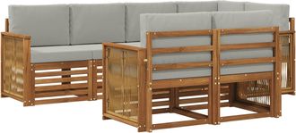 vidaXL Conjunto De Sof&aacute;s De Exterior 7 Uds. Natural Y Gris Claro Vidaxl