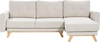 Beliani Beliani - Fabric Left Corner Sofa Sleeper Function Pull Out Tufted Cushioned Back Beige Siro