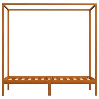 Berkfield Home Comfortable Canopy Bed Frame Honey Brown Solid Pine Wood 90x200 cm
