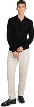 Onia Extra Fine Merino Wool Johnny Collar Polo in Black at Nordstrom, Size X-Large