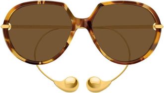 Bottega Veneta Oversized Ronde Zonnebril - Dames - Zonnebrillen - Bruin - 60 MM - Accessoires