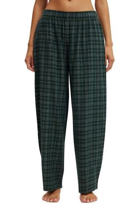 Cotton On Womens Flannel Barrel Leg Pant in Odie Check Pine Cone at Nordstrom, Size X-Small