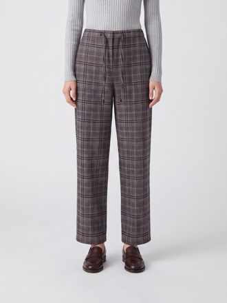 Max Mara S Max Mara Prince of Wales Virgin Wool Wide-Leg Trousers