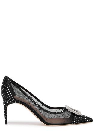 Malone Souliers Monroe 70 Polka-dot Mesh Pumps - Black