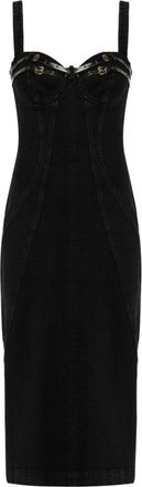 Versace Jeans Couture bucked-belts denim midi dress - women - Elastane/Polyester/Cotton/Cotton - 40 - Black