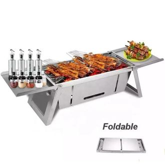 Herzberg Herzberg Hg-04159: Parrilla Plegable De Mesa De Acero Inoxidable