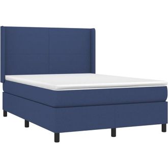 vidaXL Vidaxl - Cama Box Spring Colch&oacute;n Y Luces Led Tela Azul 140x190 Cm