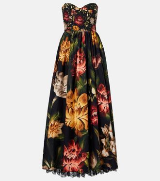 Agua Bendita Tonia floral lace-trimmed cotton maxi dress