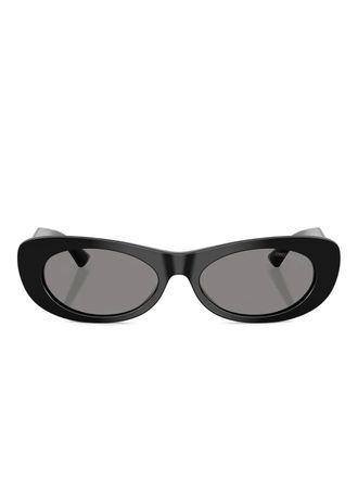 Jimmy Choo Eyewear oval-frame logo-detail sunglasses - women - Acetate - 54 - Black