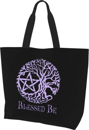 AOOEDM Wiccan & Pagan Sacred Ladies Canvas Tote Reusable Shopping Bag