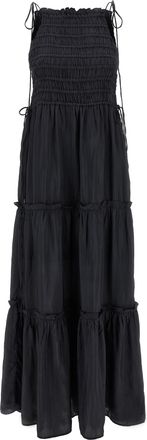 Ganni Gray Viscose Long Womens Dress