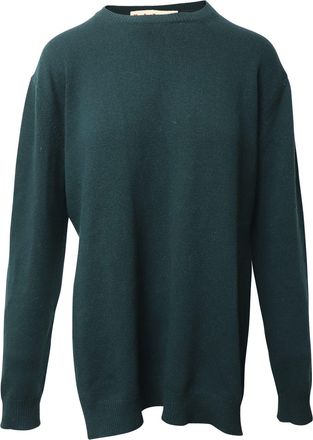 Marni Long Sleeve High Low Sweater in Green Wool