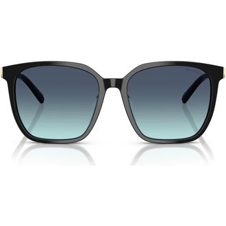 Tiffany & Co. 56mm Gradient Square Sunglasses in Black /Azure Gradient Blue at Nordstrom