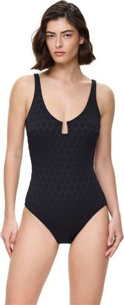 Gottex Chained Reaction Textured U Wire One Piece in Black at Nordstrom, Size 18