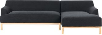 Beliani Beliani - Stylish Left Hand Corner Sofa Polyester Fabric Wooden Legs Living Room Black Sosjo