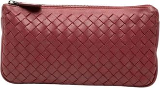 Bottega Veneta Pre-owned Clutches, female, Red, Size: ONE SIZE Pre-owned Woven Nappa Pouch