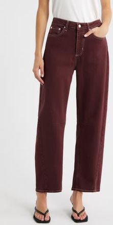 Rails Samo High Waist Barrel Leg Jeans in Chocolate Contrast Stitch at Nordstrom Rack, Size 27