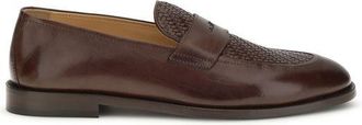 Brunello Cucinelli Brown Calf Leather Bos Taurus Slip-On Mens Loafers
