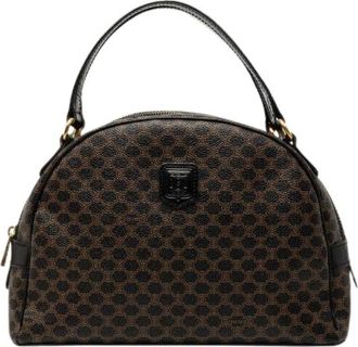 Celine Pre-owned Handbags, female, Brown, Size: ONE SIZE Pre-owned Half Moon Macadam PVC Leather Handbag