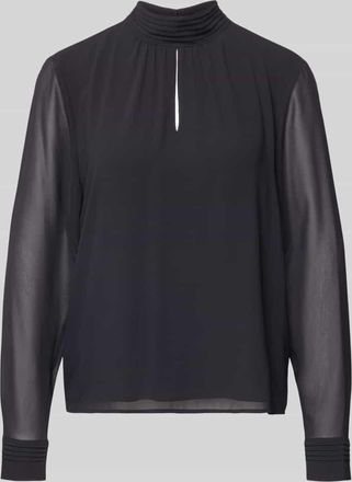 s.Oliver Black Label Regular Fit Langarmbluse mit Schlüsselloch-Ausschnitt in Black, Größe 34